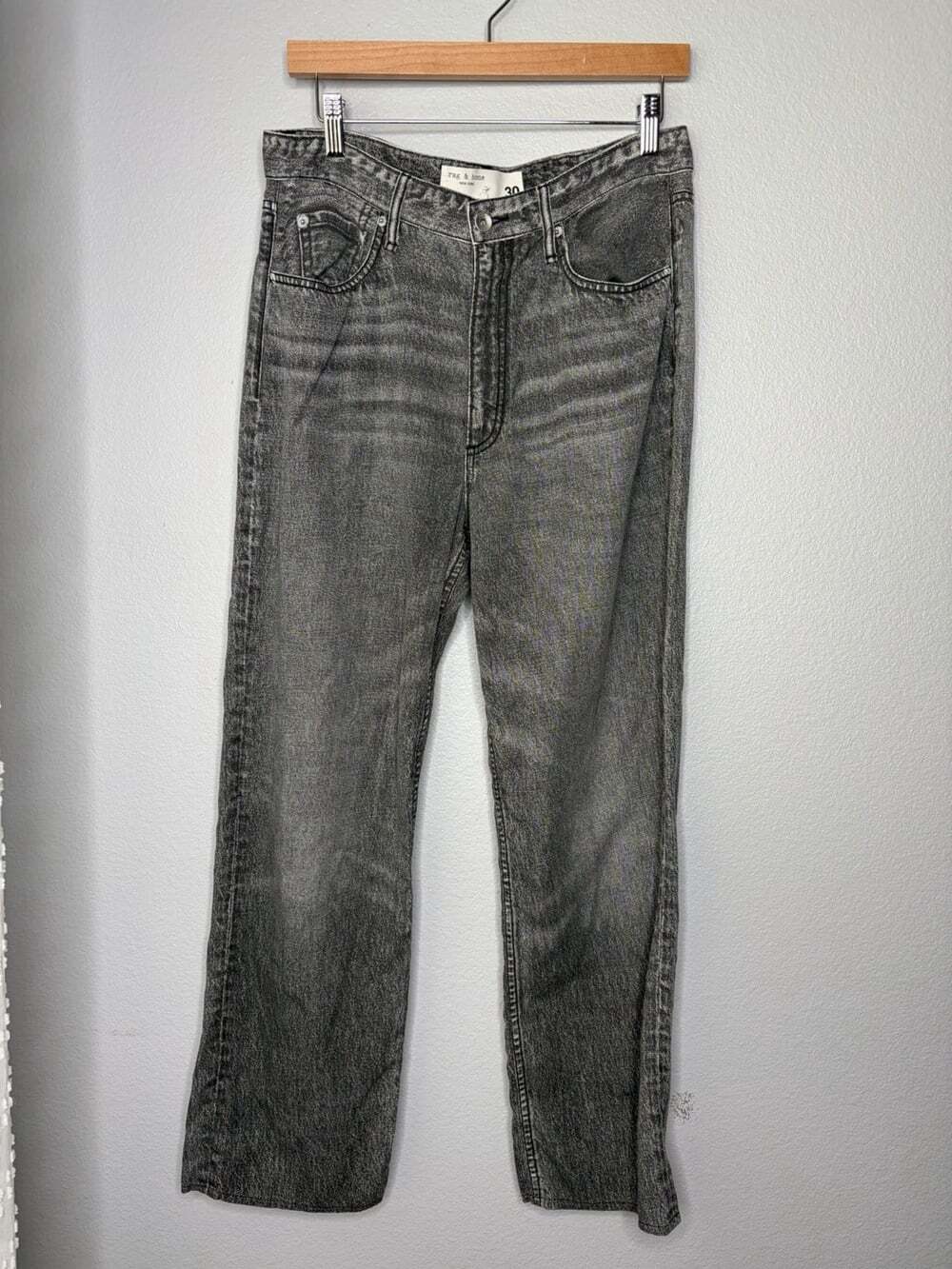 rag & bone Liquid High Rise Straight Black Jeans Tencel/Rayon 5-Pocket 30